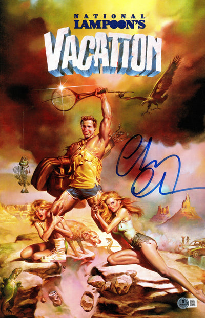 Chevy Chase Autographed Vacation 11x17 Movie Poster Clark Griswold Beckett BAS QR