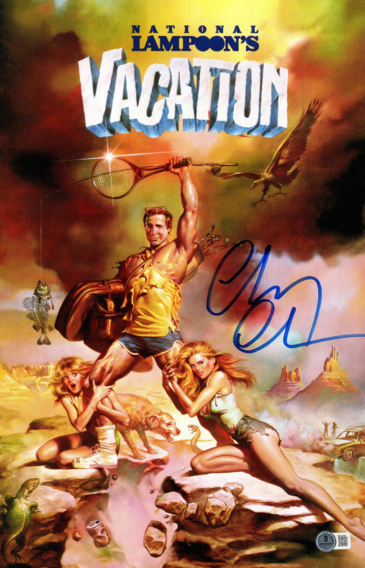 Chevy Chase Autographed Vacation 11x17 Movie Poster Clark Griswold Beckett BAS QR