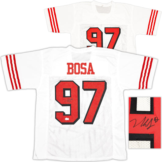 San Francisco 49ers Nick Bosa Autographed White Jersey Beckett BAS Witness