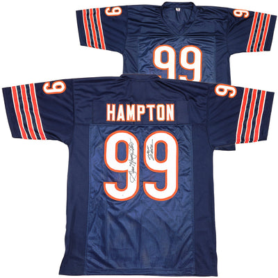 Chicago Bears Dan Hampton Autographed Blue Jersey "HOF 2002" Beckett BAS Witness