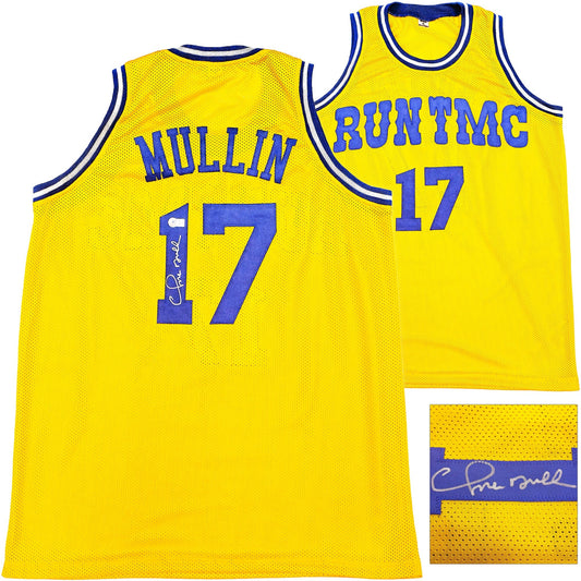 Golden State Warriors Chris Mullin Autographed Yellow Jersey Beckett BAS Witness
