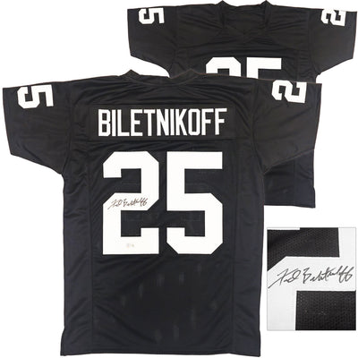 Oakland Raiders Fred Biletnikoff Autographed Black Jersey Beckett BAS Witness