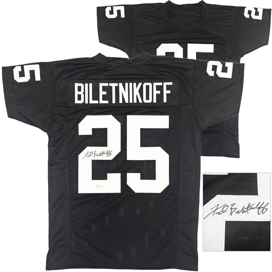 Oakland Raiders Fred Biletnikoff Autographed Black Jersey Beckett BAS Witness