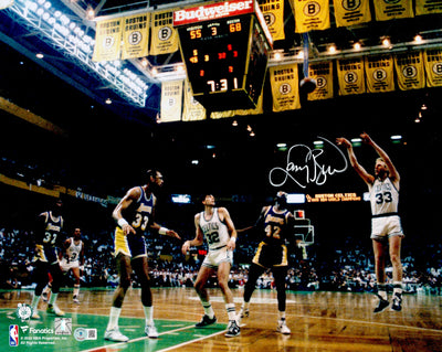 Larry Bird Autographed 16x20 Photo Boston Celtics Beckett BAS Witness