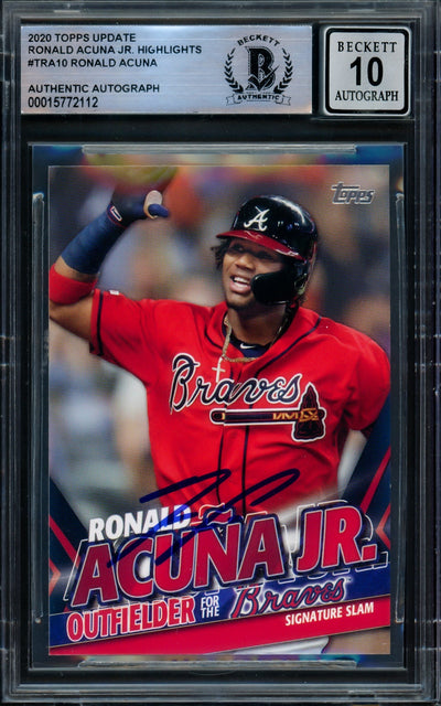 Ronald Acuna Jr. Autographed 2020 Topps Update Highlights Card #TRA-10 Atlanta Braves Auto Grade Gem Mint 10 Beckett BAS #15772112