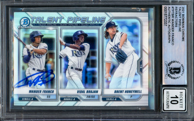 Wander Franco Autographed 2021 Bowman Chrome Rookie Card #TP-TBR Tampa Bay Rays Auto Grade Gem Mint 10 Beckett BAS #15772337