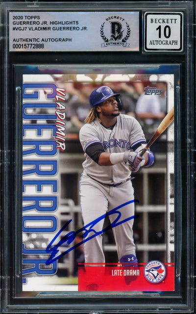 Vladimir Guerrero Jr. Autographed 2020 Topps Highlights Card #VGJ-7 Toronto Blue Jays Auto Grade Gem Mint 10 Beckett BAS #15772888
