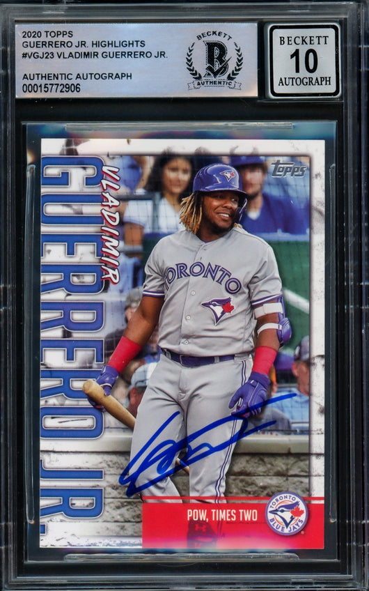 Vladimir Guerrero Jr. Autographed 2020 Topps Highlights Card #VGJ-23 Toronto Blue Jays Auto Grade Gem Mint 10 Beckett BAS #15772906
