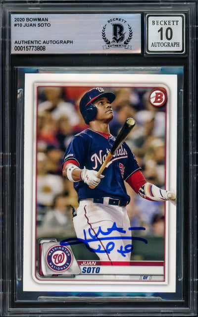 Juan Soto Autographed 2020 Bowman Card #10 Washington Nationals Auto Grade Gem Mint 10 Beckett BAS #15773808
