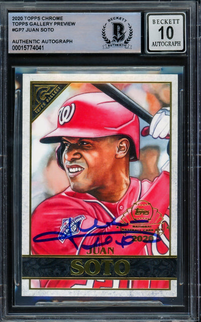 Juan Soto Autographed 2020 Topps Gallery National BB Card Day Card #GP-7 Washington Nationals Auto Grade Gem Mint 10 Beckett BAS #15774041