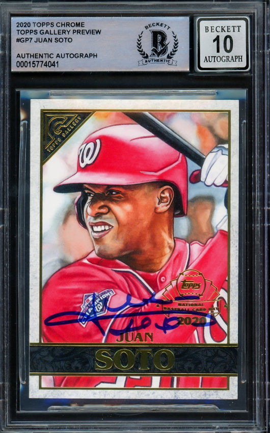 Juan Soto Autographed 2020 Topps Gallery National BB Card Day Card #GP-7 Washington Nationals Auto Grade Gem Mint 10 Beckett BAS #15774041