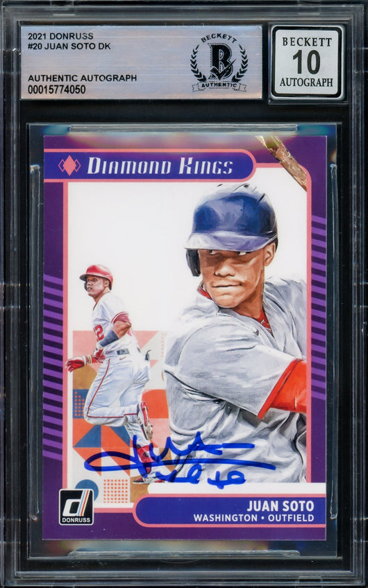 Juan Soto Autographed 2021 Donruss Diamond Kings Card #20 Washington Nationals Auto Grade Gem Mint 10 Beckett BAS #15774050