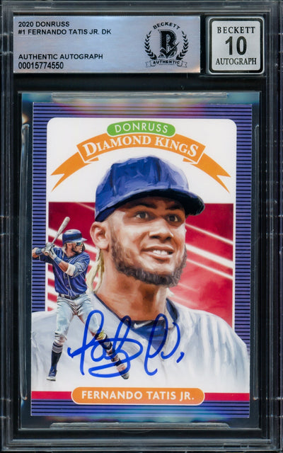 Fernando Tatis Jr. Autographed 2020 Donruss Diamond Kings Card #1 San Diego Padres Auto Grade Gem Mint 10 Beckett BAS #15774550