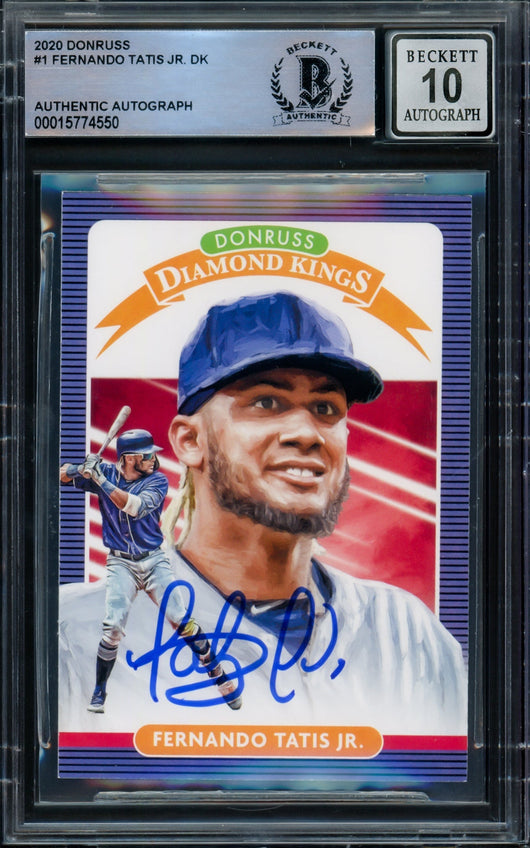 Fernando Tatis Jr. Autographed 2020 Donruss Diamond Kings Card #1 San Diego Padres Auto Grade Gem Mint 10 Beckett BAS #15774550