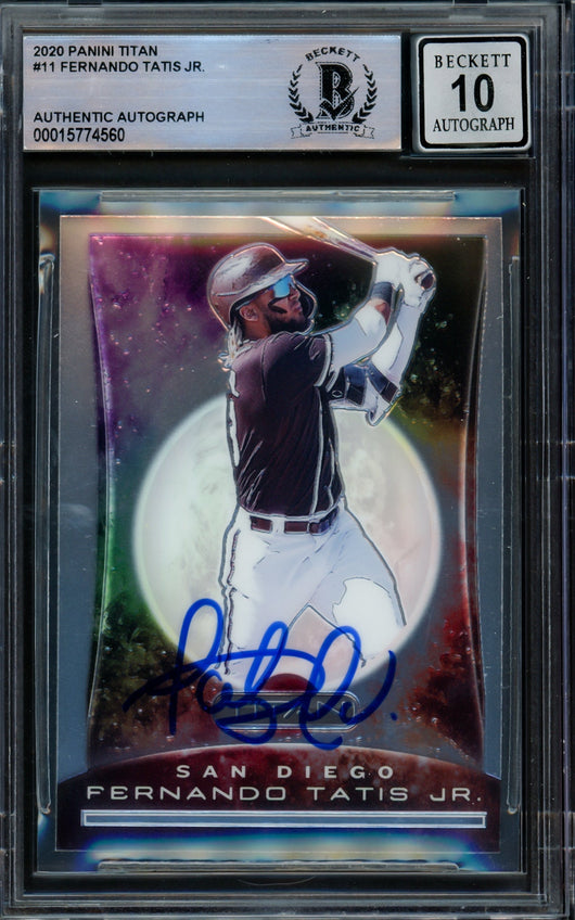 Fernando Tatis Jr. Autographed 2020 Panini Chronicles Titan Card #11 San Diego Padres Auto Grade Gem Mint 10 Beckett BAS #15774560