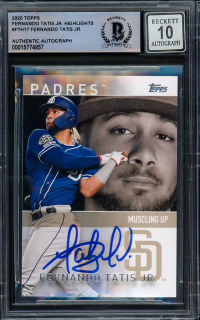 Fernando Tatis Jr. Autographed 2020 Topps Card #FTH-17 San Diego Padres Auto Grade Gem Mint 10 Beckett BAS #15774857