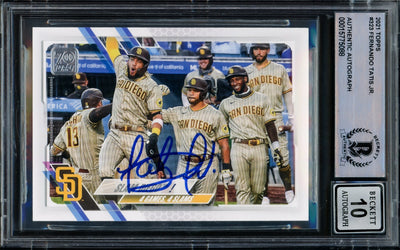 Fernando Tatis Jr. Autographed 2021 Topps Card #323 San Diego Padres Auto Grade Gem Mint 10 Beckett BAS #15775088