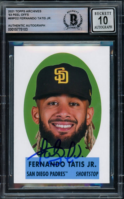 Fernando Tatis Jr. Autographed 2021 Topps Archives Card #69PO-2 San Diego Padres Auto Grade Gem Mint 10 Beckett BAS #15775103