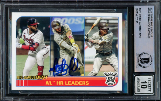 Fernando Tatis Jr. Autographed 2021 Topps Big League Card #255 San Diego Padres Auto Grade Gem Mint 10 Beckett BAS #15775111