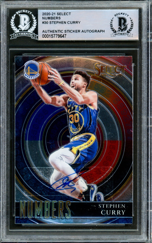 Stephen Curry Autographed 2020-21 Panini Select Numbers Card #30 Golden State Warriors Beckett BAS #15779647