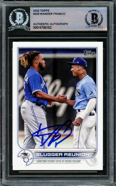 Wander Franco Autographed 2022 Topps Rookie Card #329 Tampa Bay Rays Beckett BAS #15780163