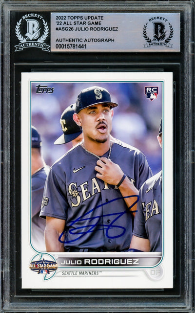 Julio Rodriguez Autographed 2022 Topps Update All Star Game Rookie Card #ASG-26 Seattle Mariners Beckett BAS #15781441
