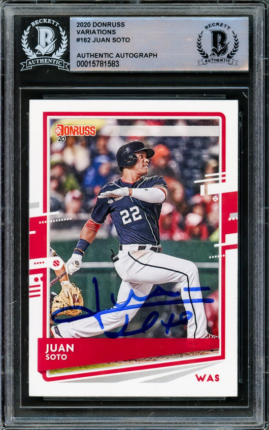 Juan Soto Autographed 2020 Donruss Variations Card #162 Washington Nationals Beckett BAS #15781583