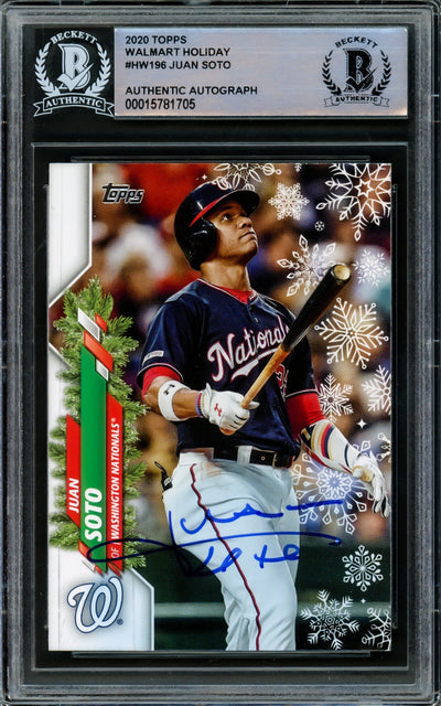 Juan Soto Autographed 2020 Topps Walmart Holiday Card #HW196 Washington Nationals Beckett BAS #15781705