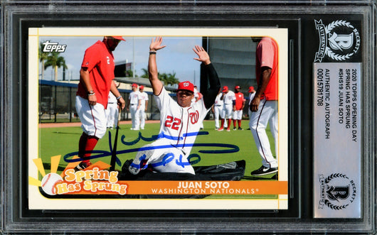 Juan Soto Autographed 2020 Topps Opening Day Spring Has Sprung Card #SHS-19 Washington Nationals Beckett BAS #15781708
