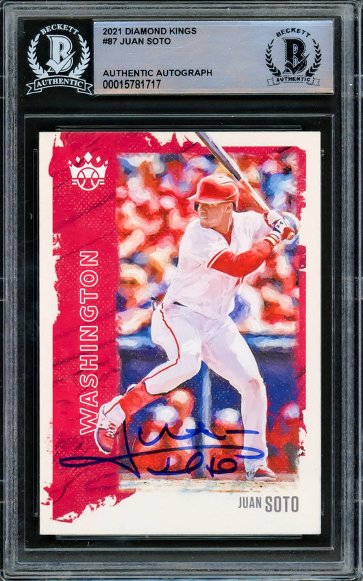 Juan Soto Autographed 2021 Donruss Diamond Kings Card #87 Washington Nationals Beckett BAS #15781717