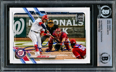 Juan Soto Autographed 2021 Topps Card #330 Washington Nationals Beckett BAS #15781722