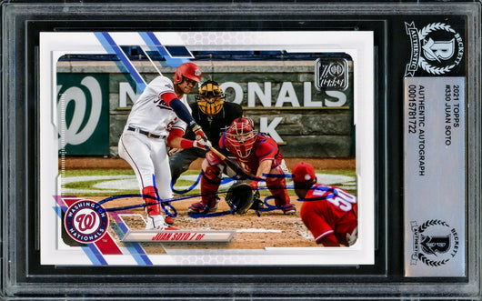 Juan Soto Autographed 2021 Topps Card #330 Washington Nationals Beckett BAS #15781722