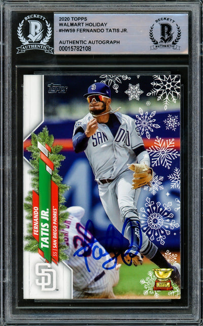 Fernando Tatis Jr. Autographed 2020 Topps Holiday Card #HW59 San Diego Padres Beckett BAS #15782108