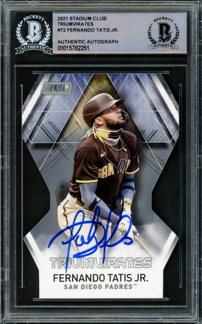 Fernando Tatis Jr. Autographed 2021 Stadium Club Triumvirates Card #T-2 San Diego Padres Beckett BAS #15782251