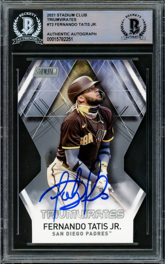Fernando Tatis Jr. Autographed 2021 Stadium Club Triumvirates Card #T-2 San Diego Padres Beckett BAS #15782251