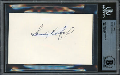 Sandy Koufax Autographed 3x5 Index Card Los Angeles Dodgers Beckett BAS #15782695