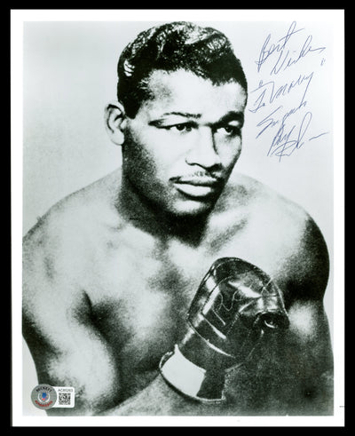 Sugar Ray Robinson Autographed 8x10 Photo "Best Wishes To Mary" Beckett BAS #AC85263