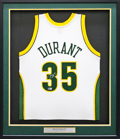 Seattle Supersonics Kevin Durant Autographed Framed White Authentic Mitchell & Ness HWC Swingman 2007-08 Jersey Beckett BAS QR