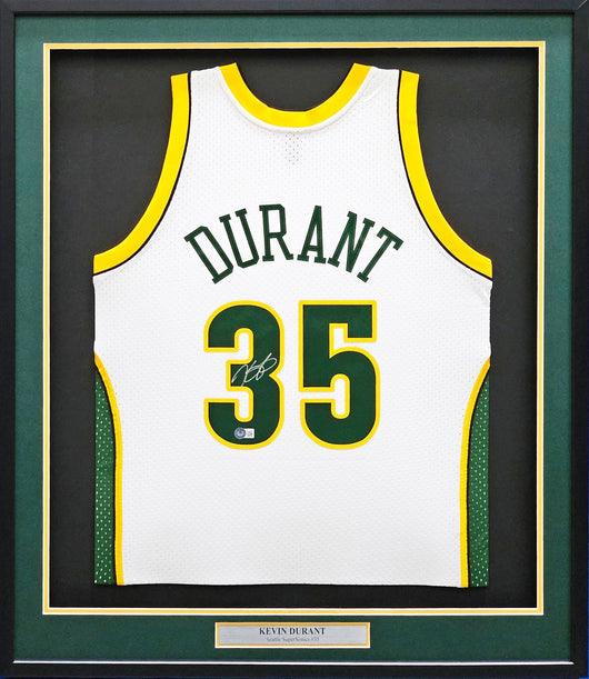 Seattle Supersonics Kevin Durant Autographed Framed White Authentic Mitchell & Ness HWC Swingman 2007-08 Jersey Beckett BAS QR