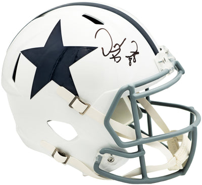 Dez Bryant Autographed Dallas Cowboys White Throwback Full Size Speed Replica Helmet Beckett BAS Witness