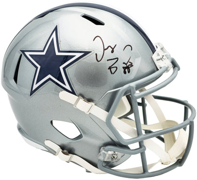 Dez Bryant Autographed Dallas Cowboys Silver Full Size Speed Replica Helmet Beckett BAS Witness