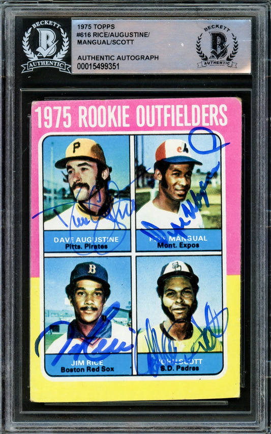 1975 Topps Card #616 Autographed Signed By All 4 Including Jim Rice Beckett BAS #15499351