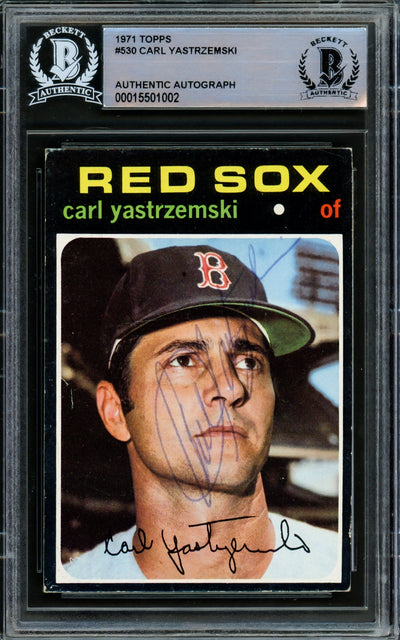Carl Yastrzemski Autographed 1971 Topps Card #530 Boston Red Sox Beckett BAS #15501002