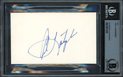 Carl Yastrzemski Autographed 3x5 Cut Signature Boston Red Sox Beckett BAS #14613350