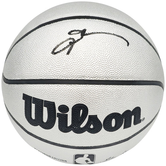 Allen Iverson Autographed Platinum Edition Composite Leather Basketball Philadelphia 76ers Beckett BAS Witness
