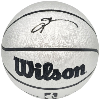 Allen Iverson Autographed Platinum Edition Composite Leather Basketball Philadelphia 76ers Beckett BAS Witness