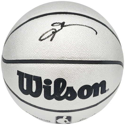 Allen Iverson Autographed Platinum Edition Composite Leather Basketball Philadelphia 76ers Beckett BAS Witness