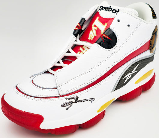 Allen Iverson Autographed White Reebok The Answer DMX Shoe Philadelphia 76ers Size 9 Left Beckett BAS Witness