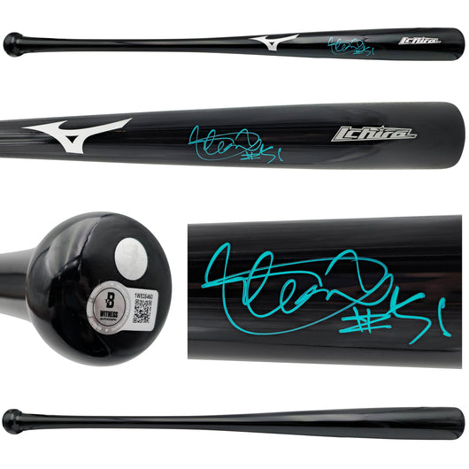 Ichiro Suzuki Autographed Black Mizuno Player Model Baseball Bat Seattle Mariners "#51" IS Holo & Beckett BAS Witness