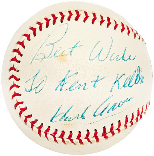 Hank Aaron Autographed Official Wilson Major League Baseball Atlanta Braves "Best Wishes To Kent" Vintage Signature Beckett BAS #AC56711